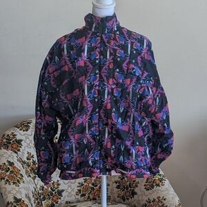 Esprit Black Bomber Jacket with Purple & Pink Graphic Print